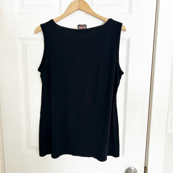 Women's Harley-Davidson Tank Top Size 1XL Black Lace Up Super Soft & Flowy Sprin - Picture 3 of 9